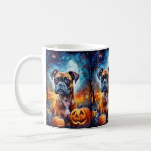Halloween Boxer With Pumpkins Scary Coffee Mug