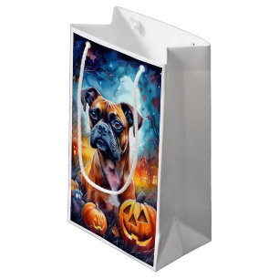 Halloween Boxer With Pumpkins Scary Small Gift Bag