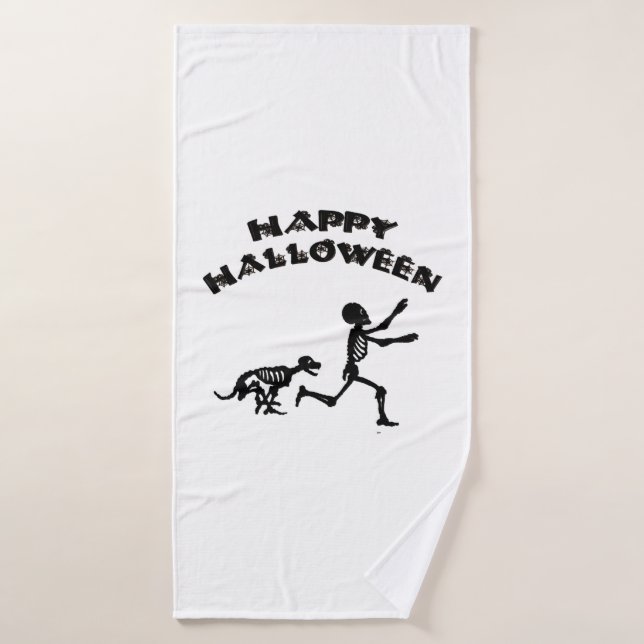 Halloween Boy and Dog Bath Towel (Bath Towel)