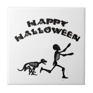 Halloween Boy and Dog Ceramic Tile