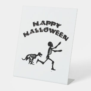 Halloween Boy and Dog Pedestal Sign
