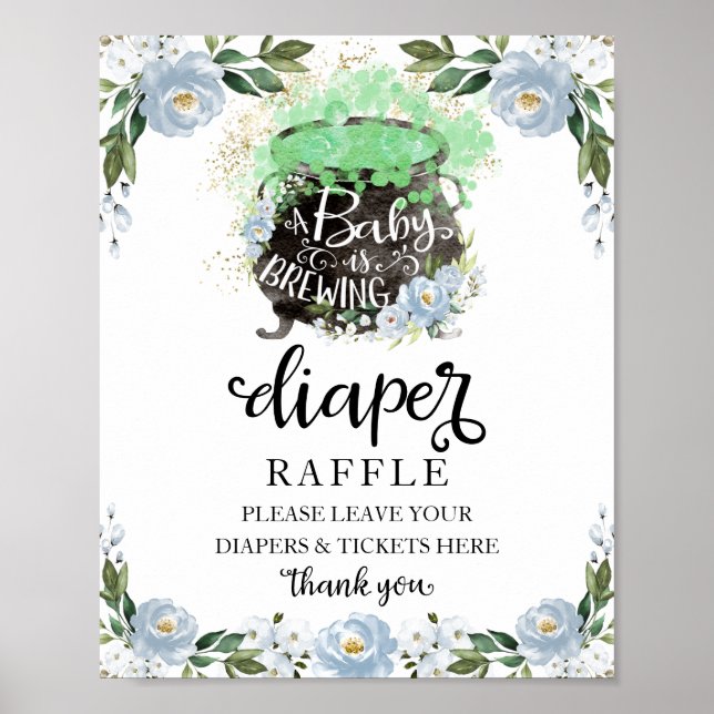 Halloween Boy Baby Shower Diaper Raffle Game Sign (Front)