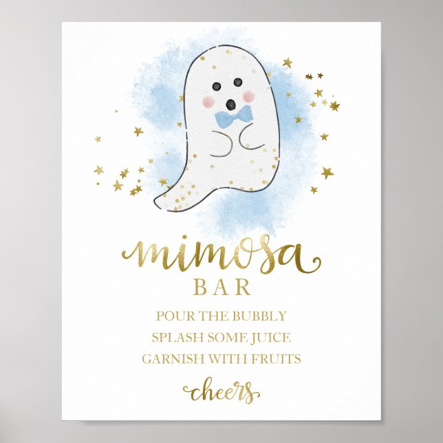 Halloween Boy Baby Shower Mimosa Bar Sign (Front)