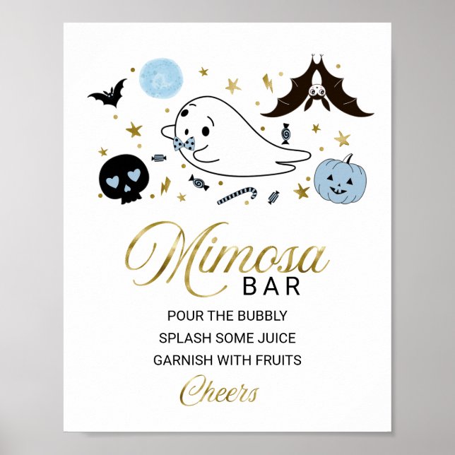 Halloween Boy Baby Shower Mimosa Bar Sign (Front)