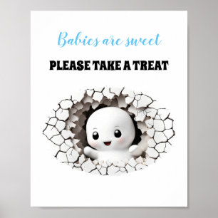 Halloween Boy Baby Shower Peeking Ghost Favour Sig Poster