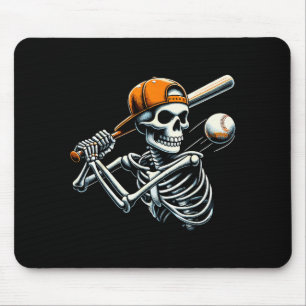 Halloween Boys Batting Skeleton Baseball  Mouse Pad