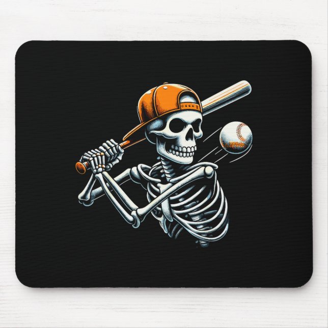 Halloween Boys Batting Skeleton Baseball  Mouse Pad (Front)