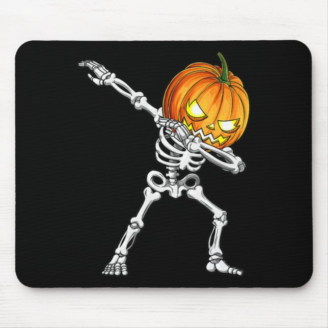 Halloween Boys Dabbing Skeleton Scary Pumpkin Jack Mouse Pad (Front)