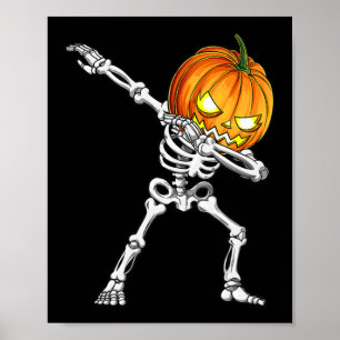 Halloween Boys Dabbing Skeleton Scary Pumpkin Jack Poster