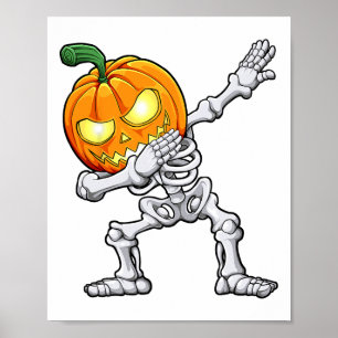 Halloween Boys Dabbing Skeleton Scary Pumpkin Jack Poster
