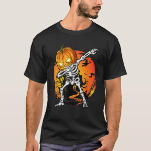 Halloween Boys Dabbing Skeleton Scary Pumpkin Jack T-Shirt