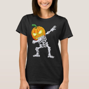 Halloween Boys Dabbing Skeleton Scary Pumpkin Jack T-Shirt