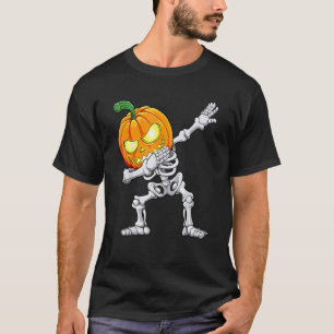 Halloween Boys Dabbing Skeleton Scary Pumpkin Jack T-Shirt