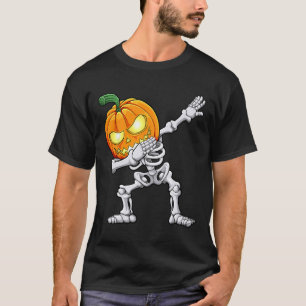 Halloween Boys Dabbing Skeleton Scary Pumpkin Jack T-Shirt