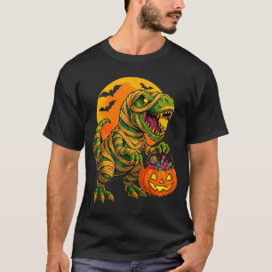 Halloween Boys Dinosaur Mummy T Rex Y Pumpkin Moon T-Shirt