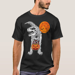 Halloween Boys Dinosaur Skeleton Rex Scary Pumpkin T-Shirt