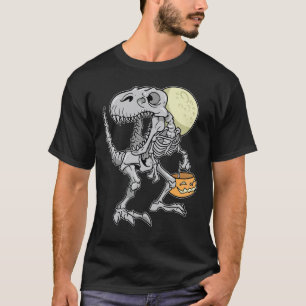 Halloween Boys Dinosaur Skeleton rex Scary Pumpkin T-Shirt