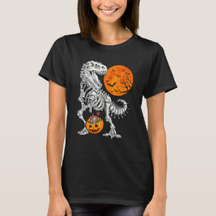 Halloween Boys Dinosaur Skeleton Rex Scary Pumpkin T-Shirt