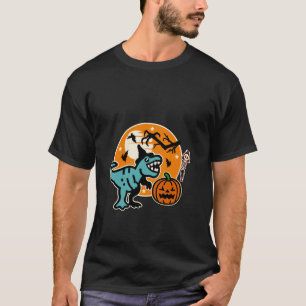 Halloween Boys Dinosaur Skeleton T rex Funny Pumpk T-Shirt
