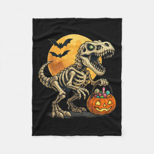 Halloween Boys Dinosaur Skeleton T Rex Scary Pumpk Fleece Blanket