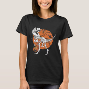 Halloween Boys Dinosaur Skeleton T Rex Scary Pumpk T-Shirt