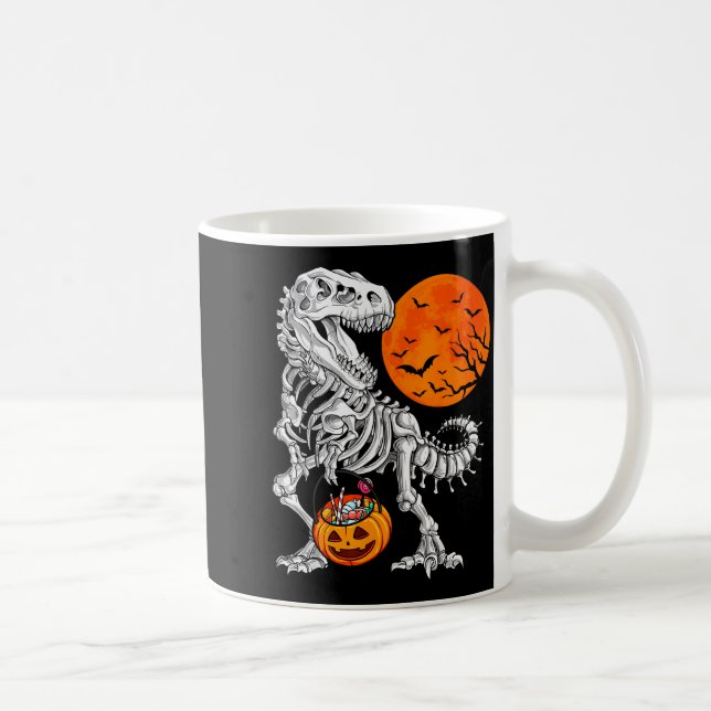 Halloween Boys Dinosaur Skeleton T Rex Y Pumpkin M Coffee Mug (Right)
