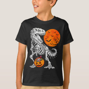 Halloween Boys Dinosaur Skeleton T Rex Y Pumpkin M T-Shirt