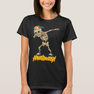 Halloween boys kids dabbing skeleton scary pumpkin T-Shirt
