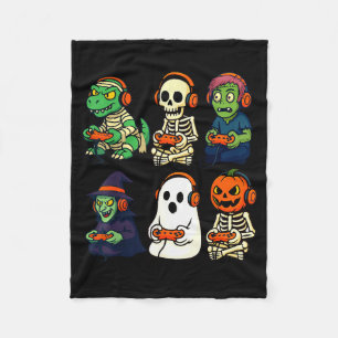 Halloween Boys Kids Gamer Dinosaur Skeleton Ghost Fleece Blanket