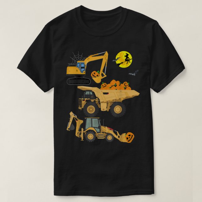 Halloween boys Kids toddler Pumpkin Construction V T-Shirt (Design Front)