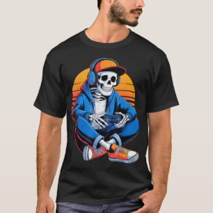 Halloween Boys Men Kids Skeleton Video Gaming  T-Shirt