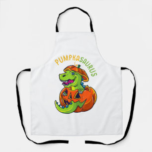 Halloween Boys Men Pumpkasaurus Dinosaur Pumpkin F Apron