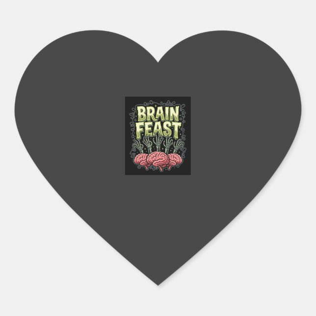 Halloween Brain Feast Zombie Hands Vector Design Heart Sticker (Front)
