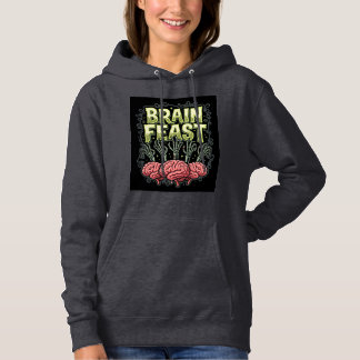 Halloween Brain Feast Zombie Hands Vector Design Hoodie