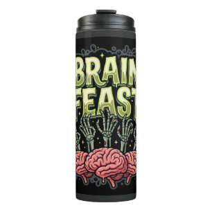 Halloween Brain Feast Zombie Hands Vector Design Thermal Tumbler