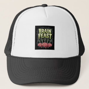 Halloween Brain Feast Zombie Hands Vector Design Trucker Hat