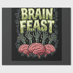 Halloween Brain Feast Zombie Hands Vector Design Wrapping Paper