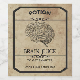 Halloween Brain Juice Apothecary Wine Label