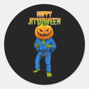 Halloween Brazilian Jiu Jitsu Pumpkin BJJ Classic Round Sticker