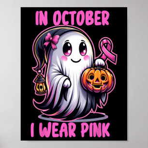 Halloween Breast Cancer Ribbon In October I Wear P Poster