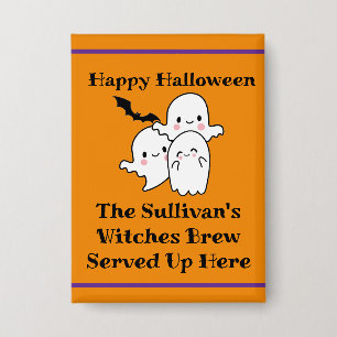 Halloween Brew Booze Personalize Ghost Bat Orange