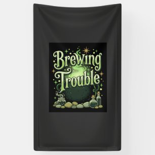 Halloween Brewing Trouble Witch Cauldron Potion De Banner