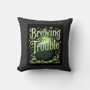 Halloween Brewing Trouble Witch Cauldron Potion De Cushion