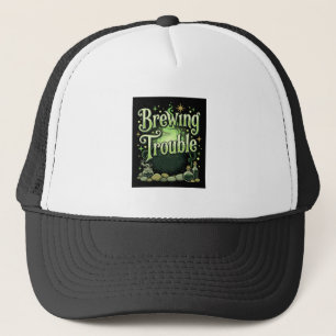 Halloween Brewing Trouble Witch Cauldron Potion De Trucker Hat