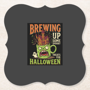 Halloween Brewing Up Spooky Treats Haunted Mug Des Paper Coaster