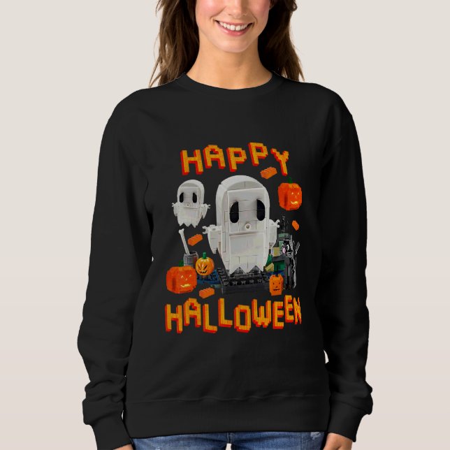 Halloween Brick Builder  Blocks Master Builder Kid Sweatshirt (Front)