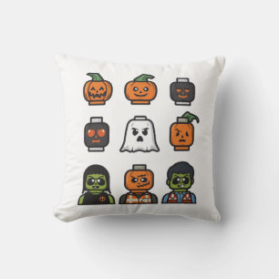 Halloween Brick Head Monster Throw Pillow