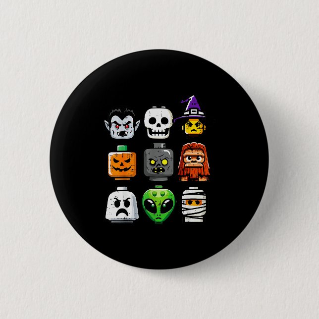 Halloween Brick Pumpkin Ghost Heads Costume Boys K 6 Cm Round Badge (Front)