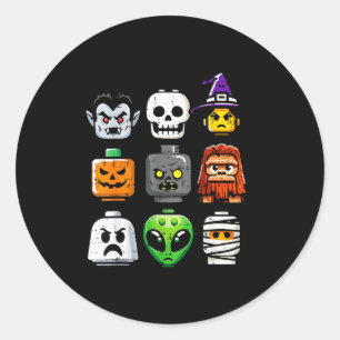Halloween Brick Pumpkin Ghost Heads Costume Boys K Classic Round Sticker