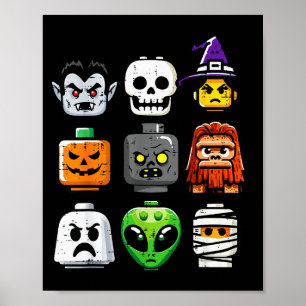 Halloween Brick Pumpkin Ghost Heads Costume Boys K Poster